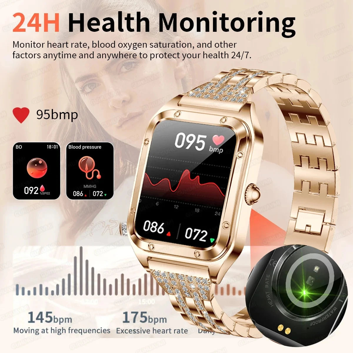 2024 Bluetooth Call Smart Watch AMOLED Screen Women Custom Dial Watches Sport Fitness Tracker Heart Rate Smartwatch For Xiaomi