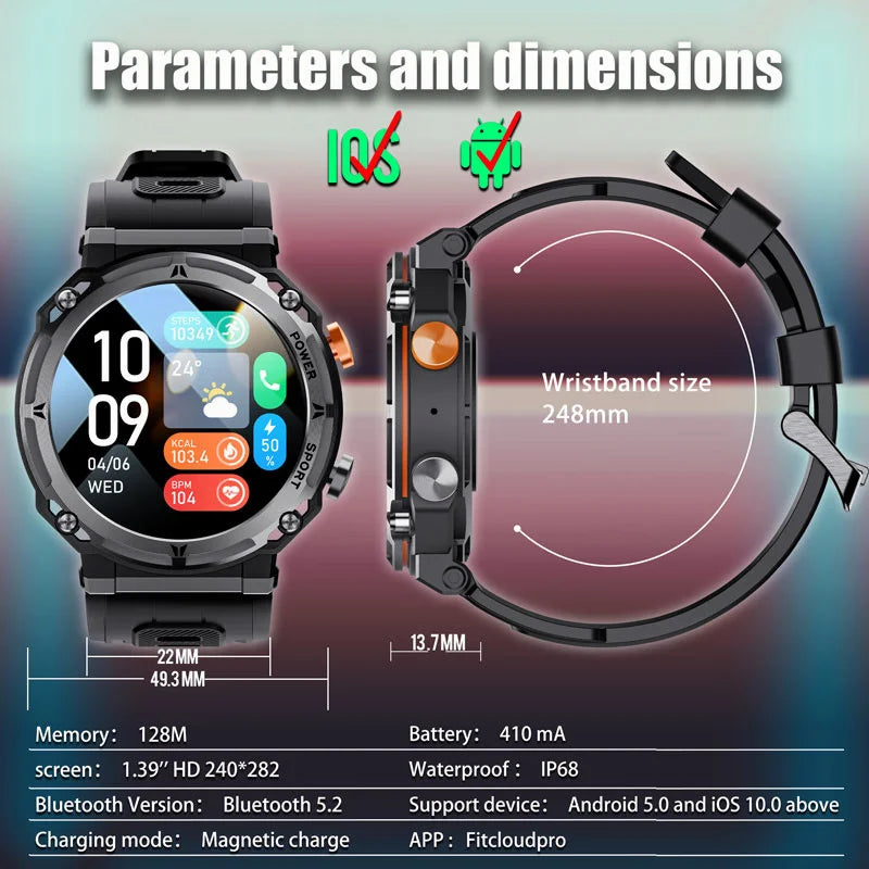 C21 Pro Smart Watch Men Outdoor for Xiaomi Android Watches Sport Fitness Tracker IP68 Waterproof Health Call Smartwatch X 2024