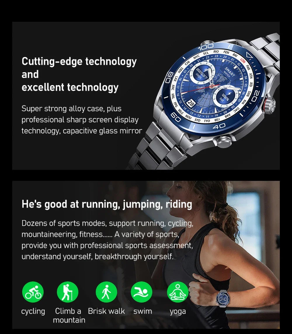 2024 NEW Smartwatch Ultimate Watch Bluetooth Call GPS Compass Heart Rate Bracelet Wireless Charging Business Smart Watch for Men