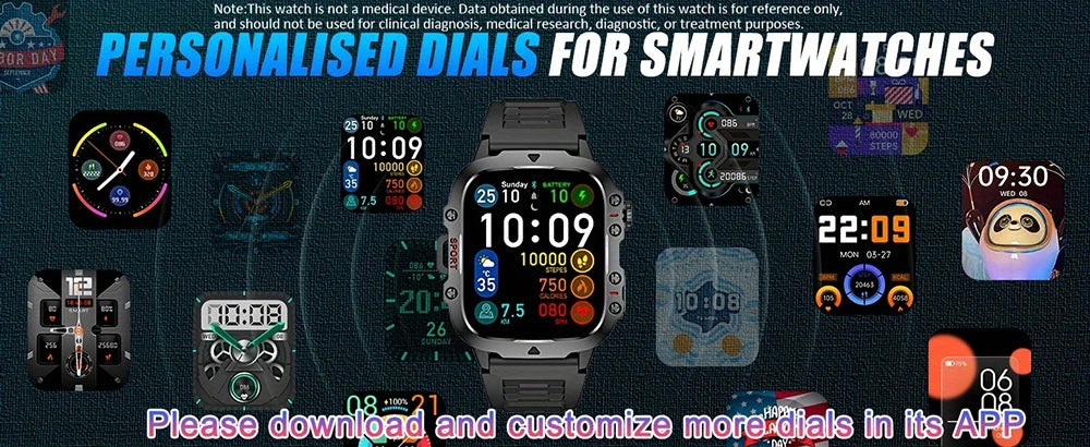 Rugged Military Smart Watch Men 2024 Outdoor Bluetooth Smarthwhatch 420Mah 100+ Sports Custom Faces Smartwatch For ios Android