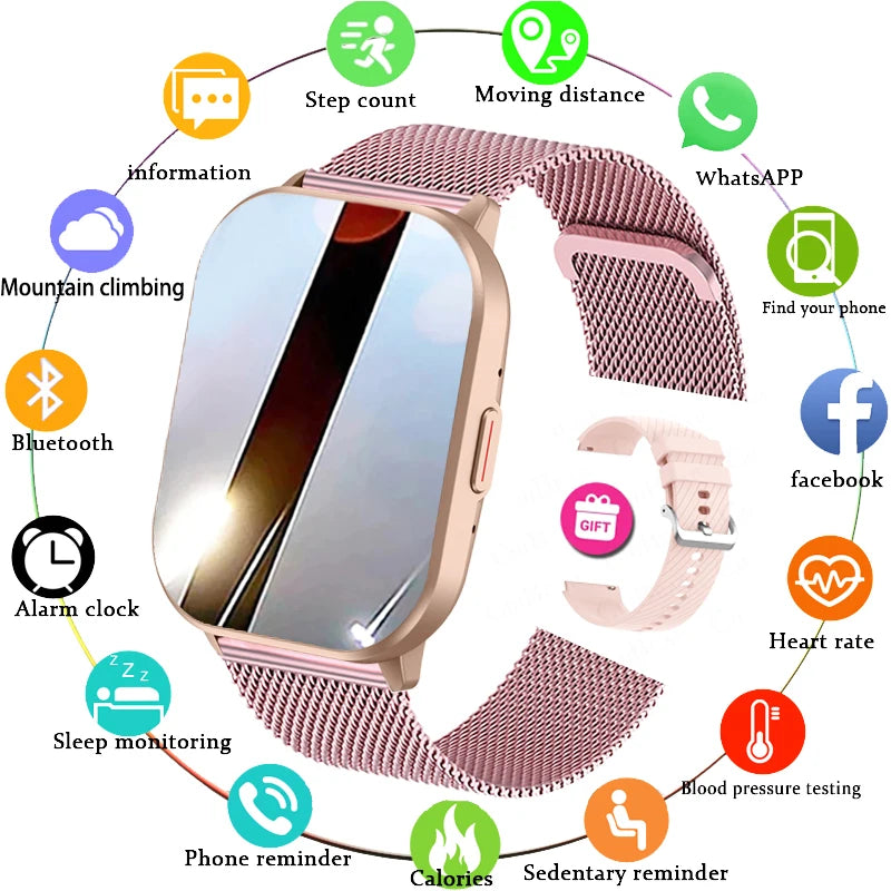 For Android IOS Watch 2024 New Smart Watch Men Women Heart Rate Blood Pressure GPS Fitness Tracker Bluetooth Call Smartwatch Man