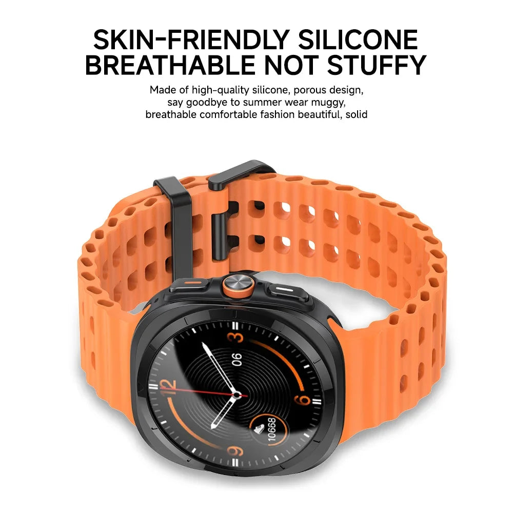 Breathable Strap For Samsung Galaxy Watch 7 Ultra 47mm Silicone Smart Wristband Bracelet Wrist Band Watch7 Accessories Case