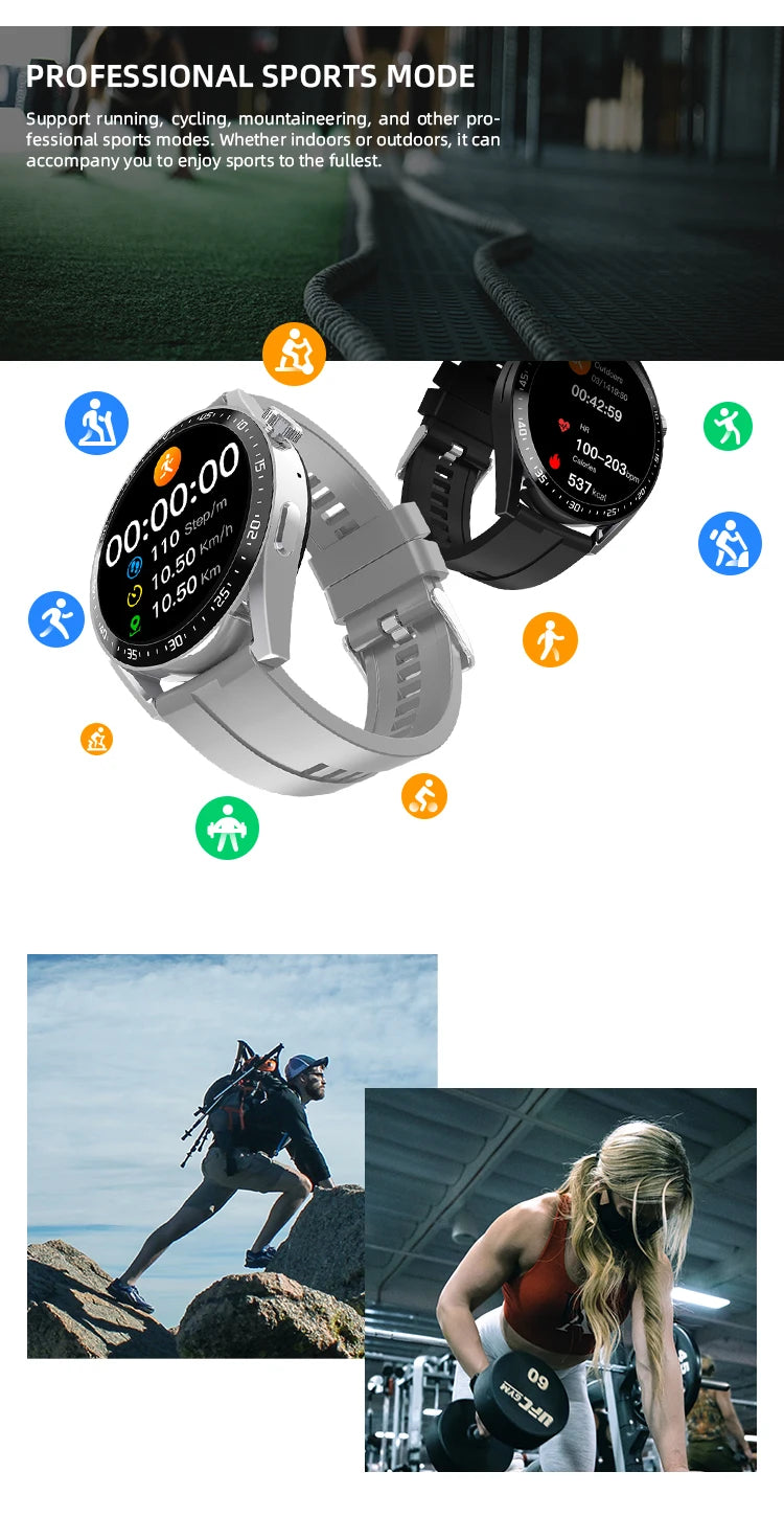 2024 Smart Watch Full Screen NFC Bluetooth Call Heart Rate Monitor Sport Wireless Charger Men Women Smartwatch for iOS Android