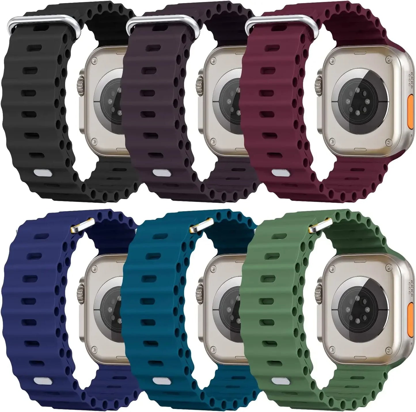 Ocean strap For Apple Watch Ultra Band 49mm 8 7 45mm 41mm Silicone Bracelet Wristband iWatch 6 5 4 3 SE 44mm 40mm 42mm 38mm band