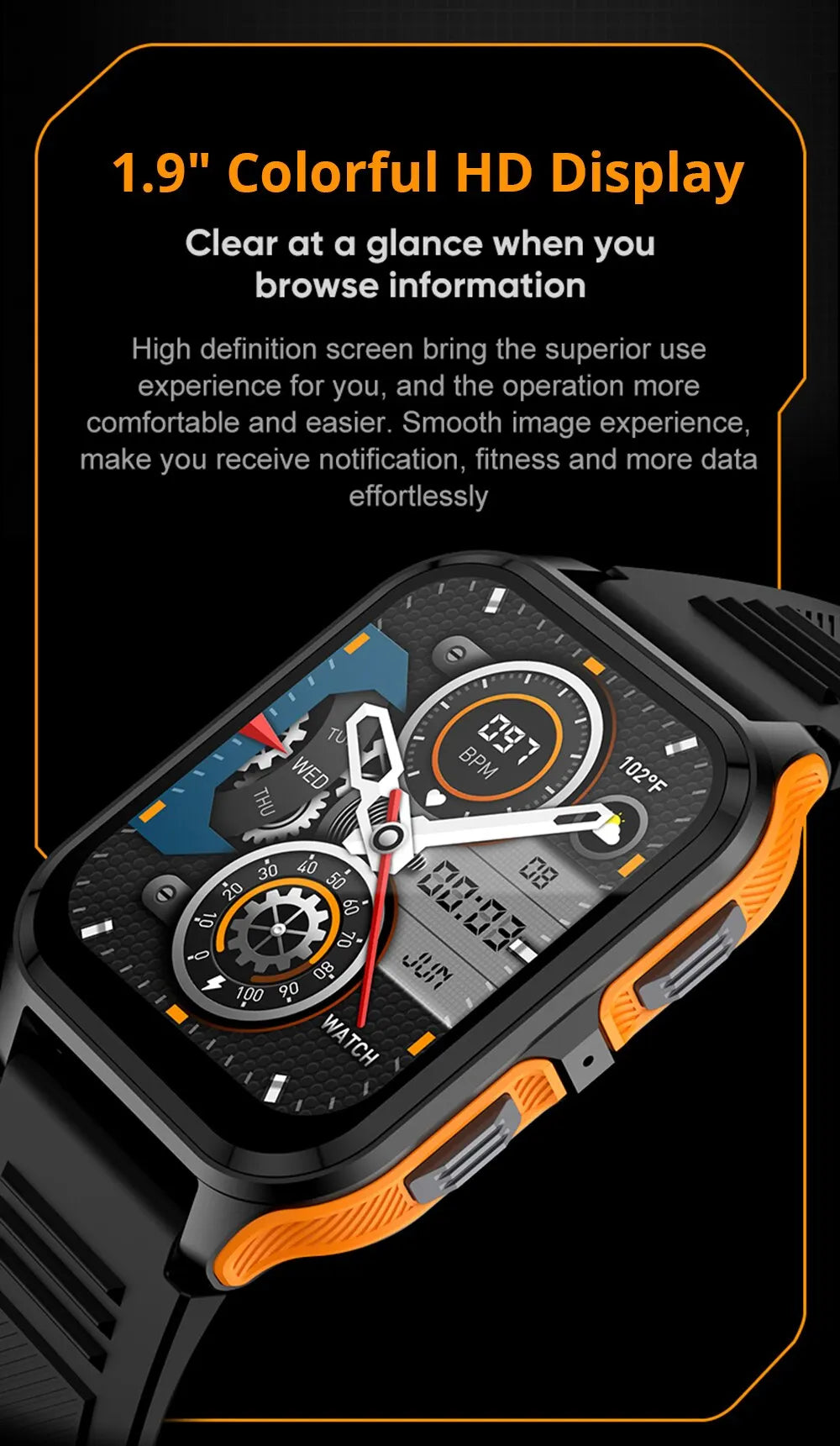 2024 New Smartwatch 1.83" Color Screen Full Touch Dial Outdoor Sports Smart Watch Bluetooth Call Health Check Man Watch