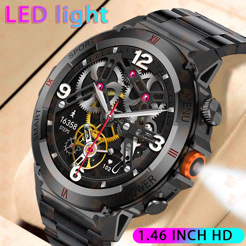 1.46 Inch HD Screen Smartwatch Men LED GPS Sport Fitness Tracker Bluetooth Call Outdoor Smart Watch For Huawei XIAOMI 2024 New