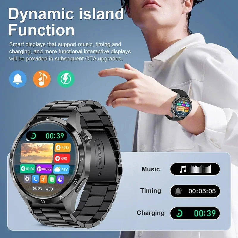 2024 New Smart Watch Men GT4 Max Sports Tracker AMOLED Screen Blood Sugar Health Monitoring Bluetooth Call smartwatch for Huawei