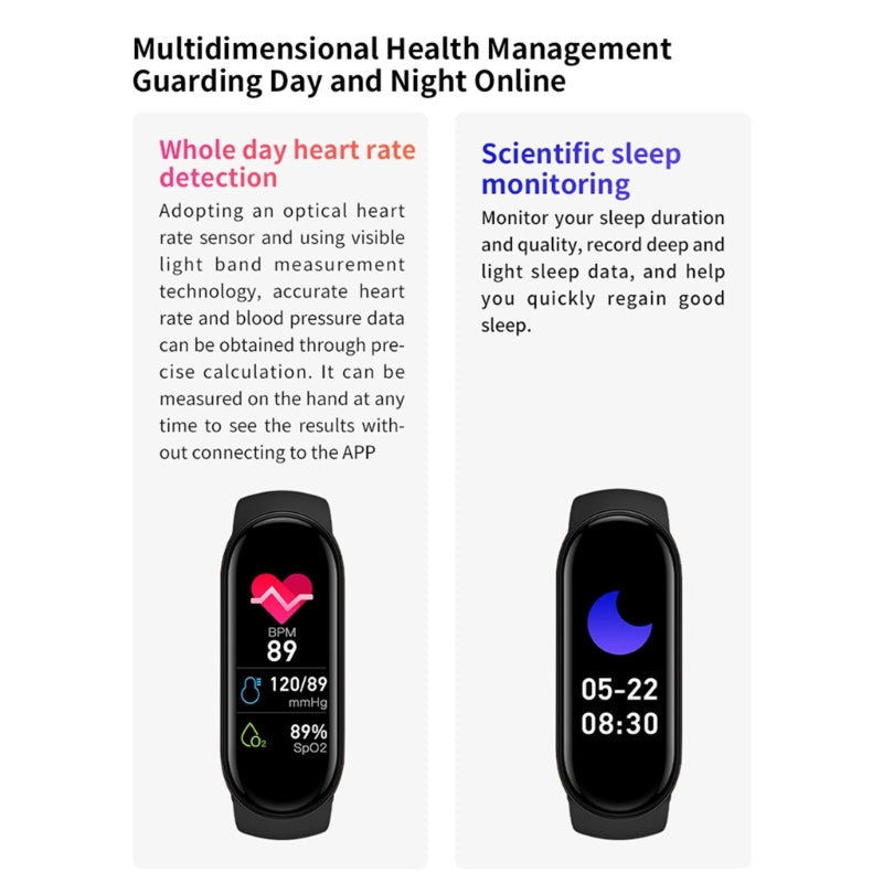 M8 Smartband  Watch Heart Rate Blood Pressure Oxygen Tracker Smartwatch IP67 Fitness Sport Bracelet For Mi Band