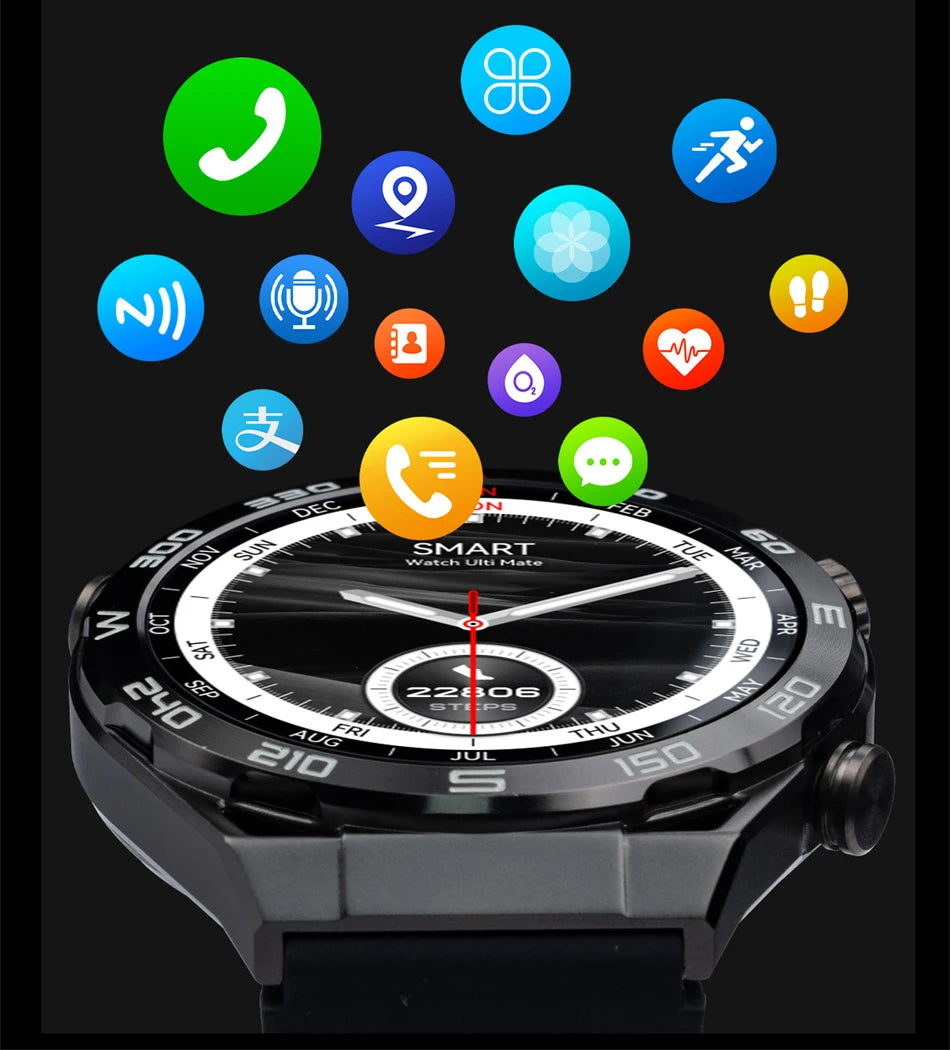 2024 New NFC ECG+PPG Bluetooth Call Smartwatch GPS Track Motion Bracelet Fitness Sport Watch For Huawei Ultimate Smart Watch Men