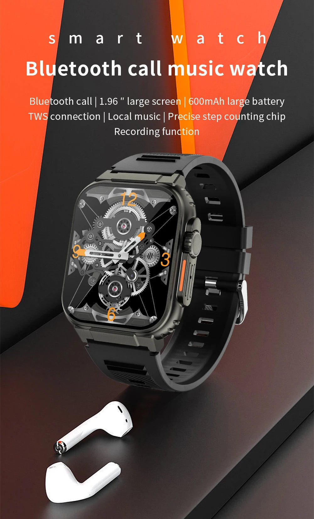 2024 New 600mA Smart Watches Men Outdoor Sports Fitness Bracelet Blood Pressure Clock IP68 Waterproof Men Smartwatch reloj mujer