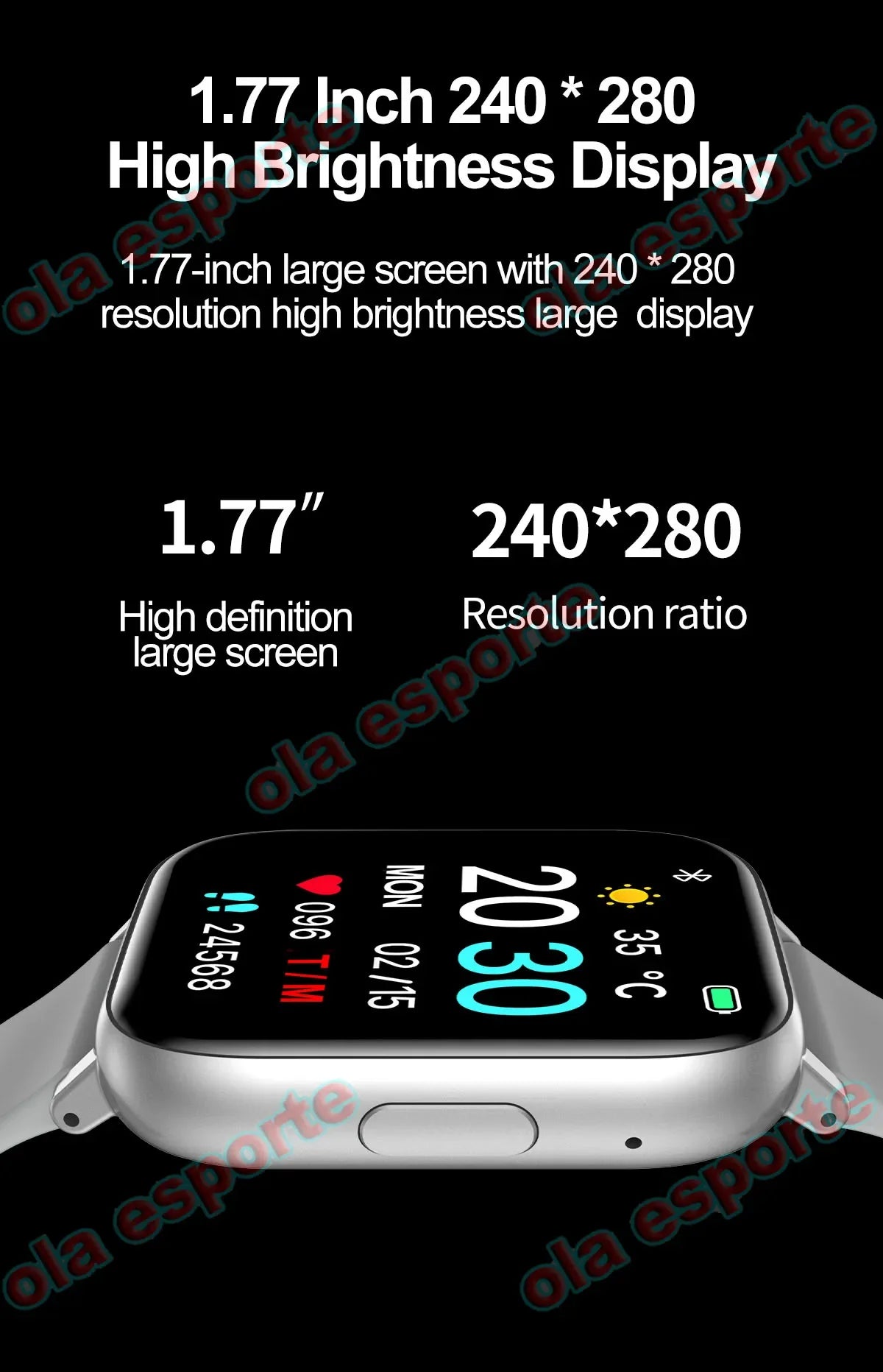 2024 New Smart Watch Support Bluetooth Phone Call Large 1.77" Blood Oxygen Heart Rate Monitor Sport Fitness Smartwatch Women Men