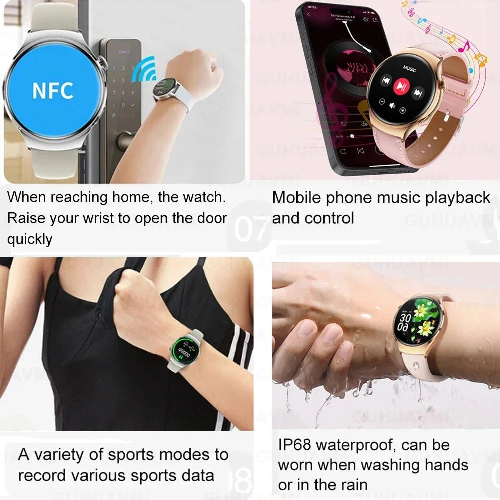 For Xiaomi 2024 New Lady Fashion Smart Watch women AMOLED HD Screen GPS Heart Rate Bluetooth Call Waterproof Outdoor SmartWatch