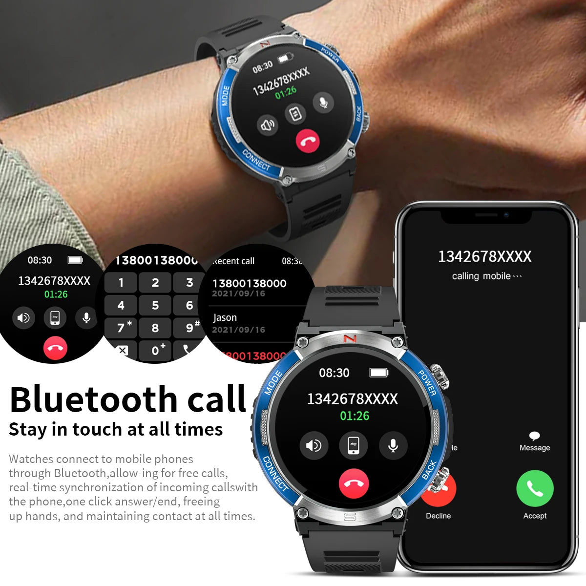 LIGE 2024 Bluetooth Call Fitness Smartwatch for Android, iOS Sport Watches Men Women Smart Watch with Health Monitoring/Compass