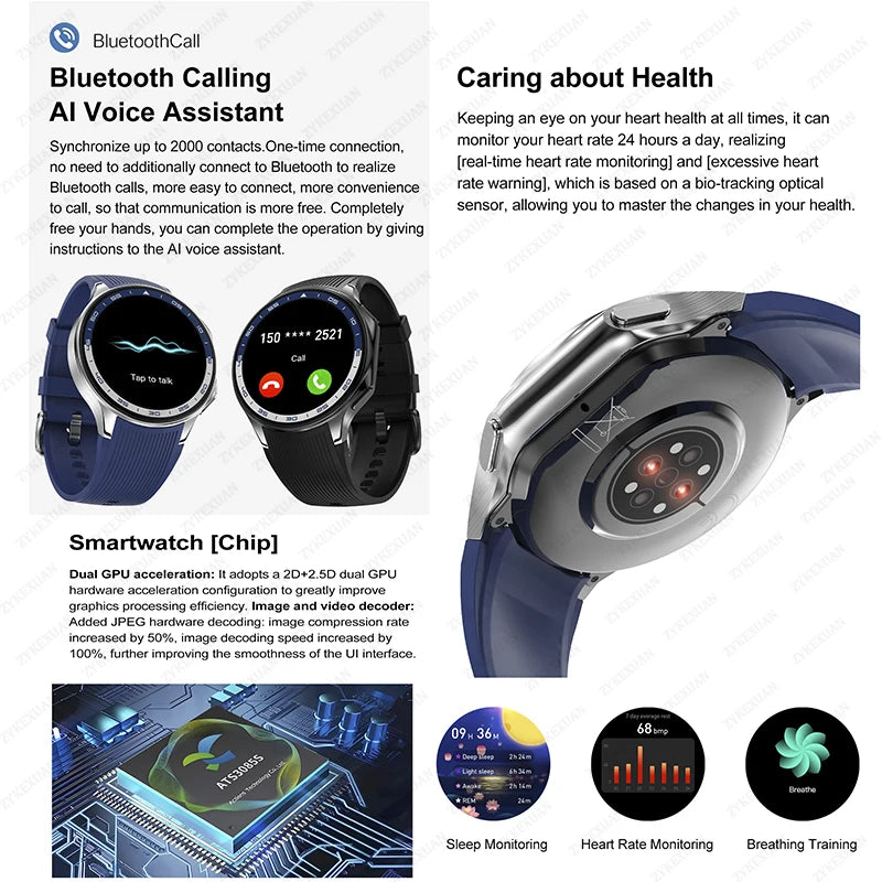 For OPPO Watch X  32GB Smartwatch Waterproof Men Smart Watch Bluetooth Call Connect Headphones TWS Music 3D UI Mode Video 2024