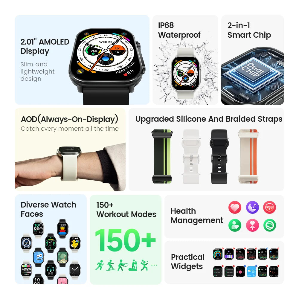 Filwans GTS Smart Watch 2024 Men Women IP68 Waterproof Swimming Sports Health Smartwatch AMOLED Display Watches Bluetooth Call