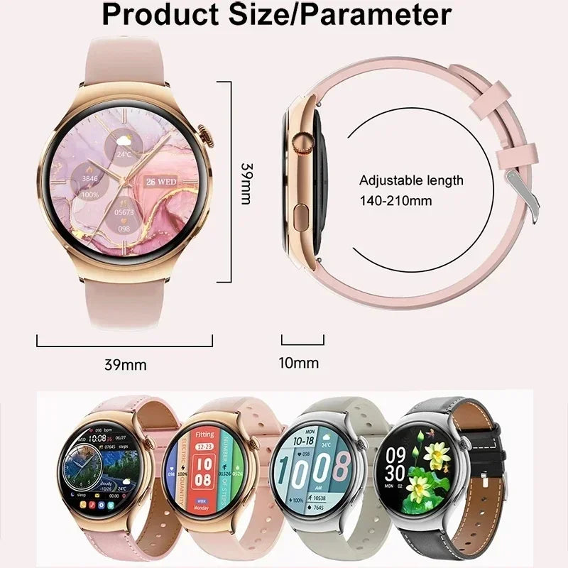 2024 New GT4 Mini GPS Tracker Smart Watch Women AMOLED 360*360 HD Screen Heart Rate BT Call NFC SmartWatch Men For IOS Android