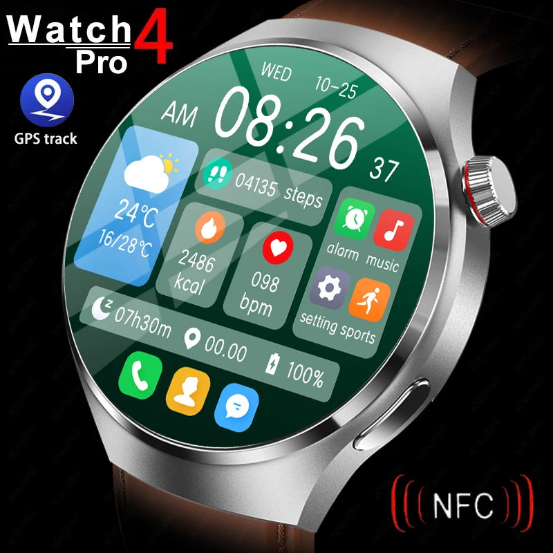 2024 New GPS NFC Watch 4 Pro Smart Watch Men GT4PRO AMOLED HD Full Screen Touch Bluetooth Call Blood Glucose Monitor Smartwatch