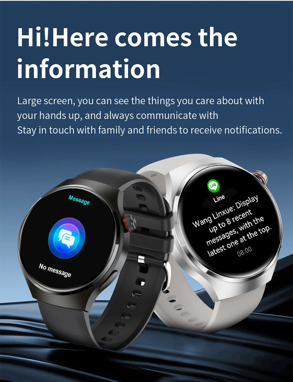 LIGE NFC Smart Watch Men 1.52 inch AMOLED Screen Wireless Call Health Monitor Waterproof Watch Sports Smartwatch 2024 For Huawei