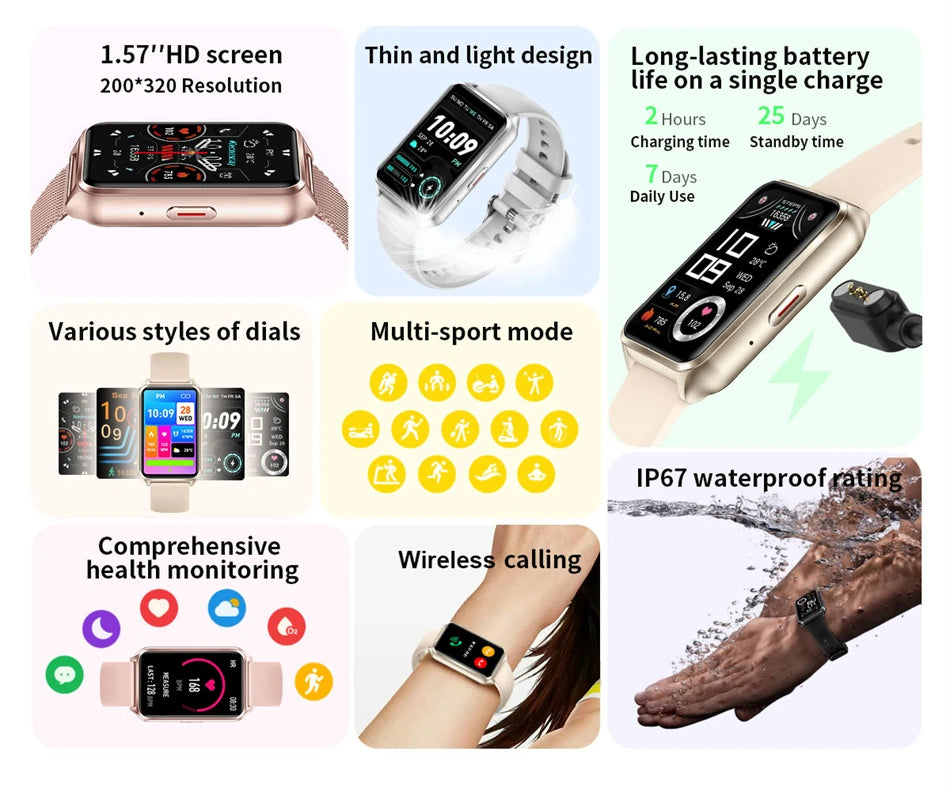 LIGE Men Smartwatch For Xiaomi Women Smart Watch Bluetooth Calling Health Monitoring Sports Watch Waterproof New Lady watch 2024