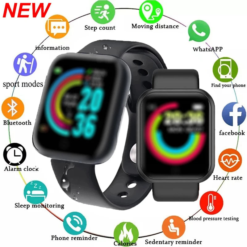 2024 New Y68 Smart Watch Bluetooth Fitness Tracker Sports Watch Heart Rate Monitor Blood Pressure Smart Bracelet for Android IOS