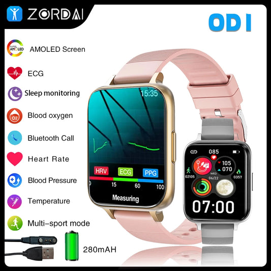 Zordai OD1 Smart Watch 2024 for OPPO Watch 3 BT Call 1.96“ AMOLED Curved Screen NFC Blood Pressure Heart Rate SmartWatch for Men