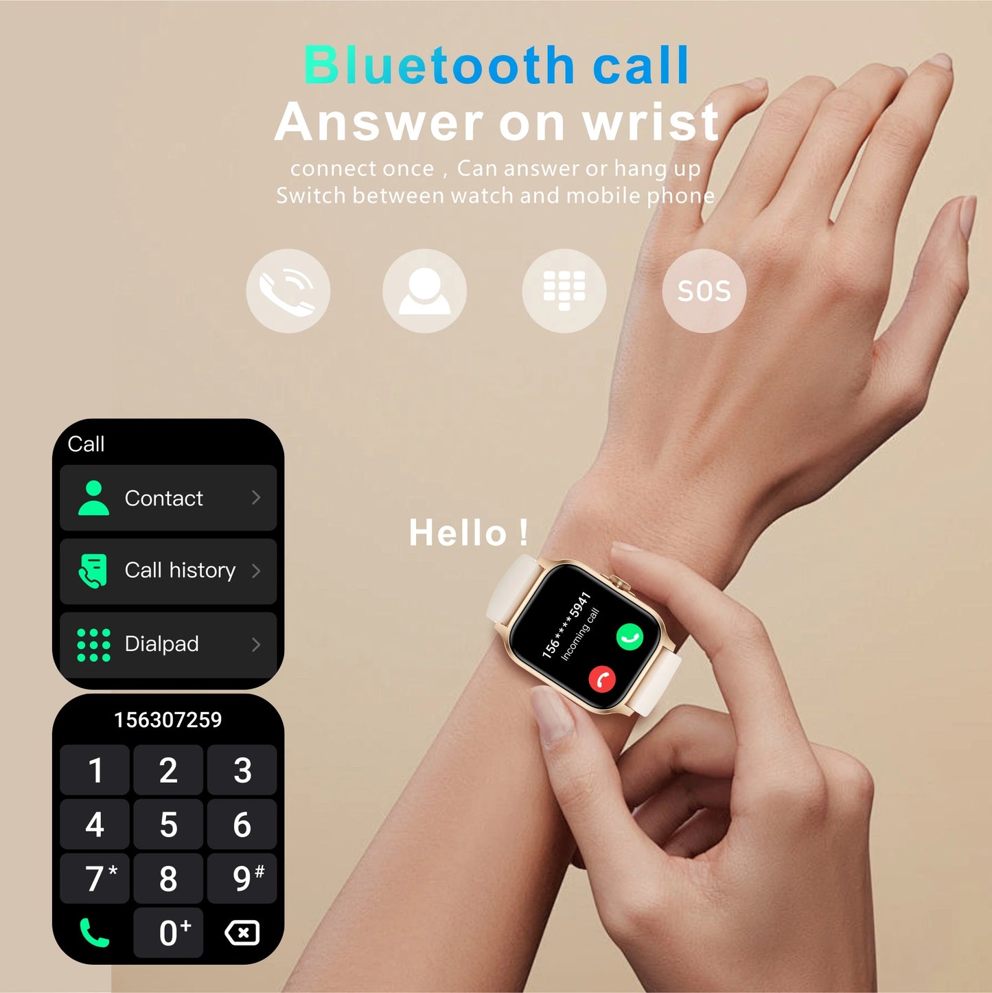 2024 New Bluetooth Call Smart Watch Women Voice Assistant Sports Fitness Bracelet Waterproof Lday Smartwatch Men For Android Ios