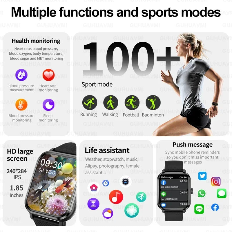 For IOS Smart Watch Men Women GPS Tracker AMOLED 360*360 HD Screen Blood Glucose Sports SmartWatch 2024 New Bluetooth Call Watch