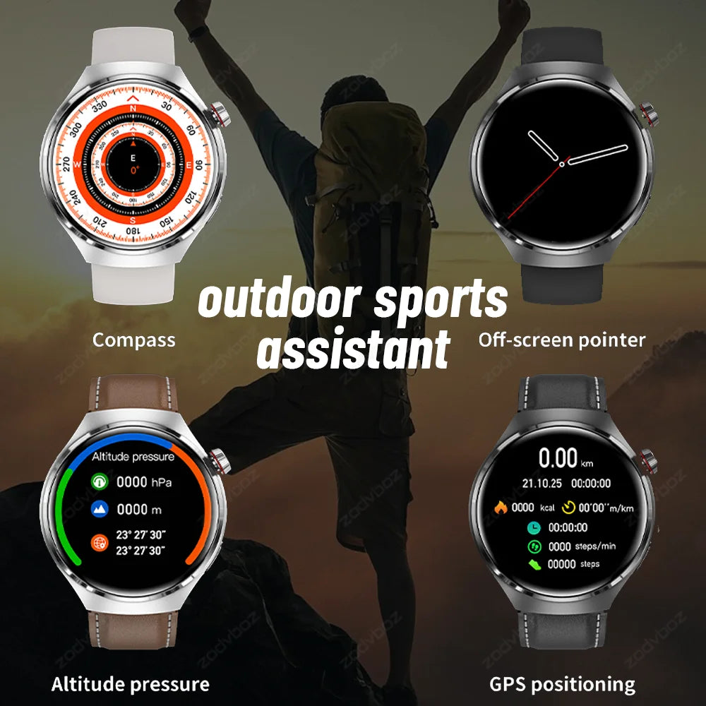 For Huawei GT4 PRO Smart Watch Men AMOLED HD Screen Sport Watches Bluetooth Call GPS Tracker Blood Sugar NFC Smartwatch 2024 New