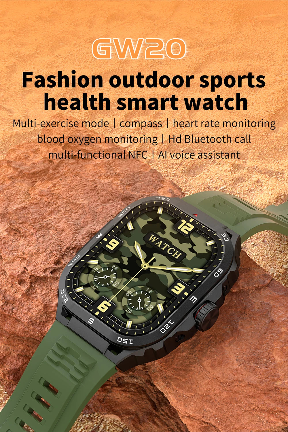 2024 New Outdoor Sports Fitness Tracker For Men Heart Rate Health SmartWatche Compass Bluetooth Call Music Waterproof For HUAWEI