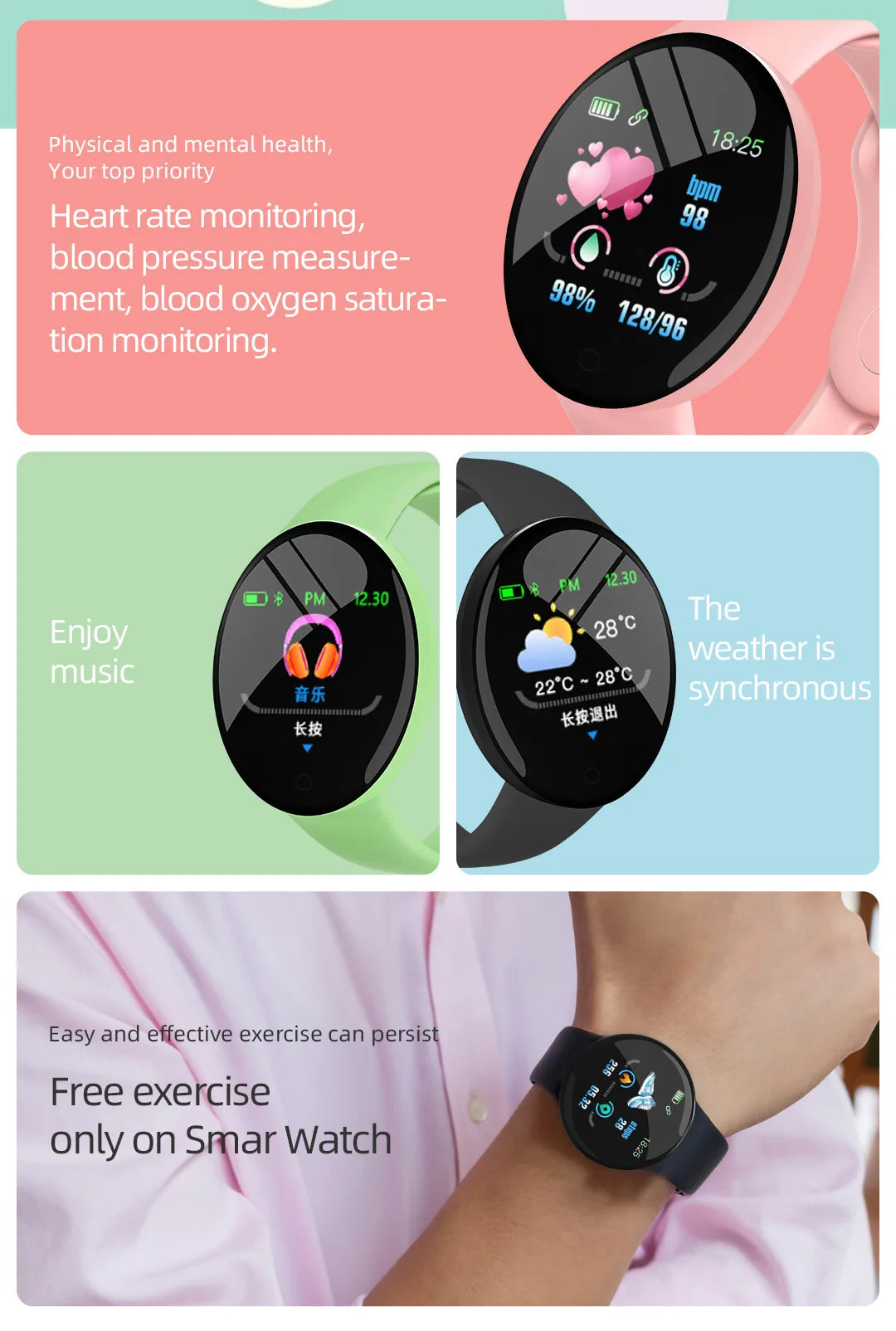 Smart Watch Men Digital Waterproof Smartwatch Women Heart Rate Monitor Fitness Tracker Watch Sport For Android IOS Reloj Mujer