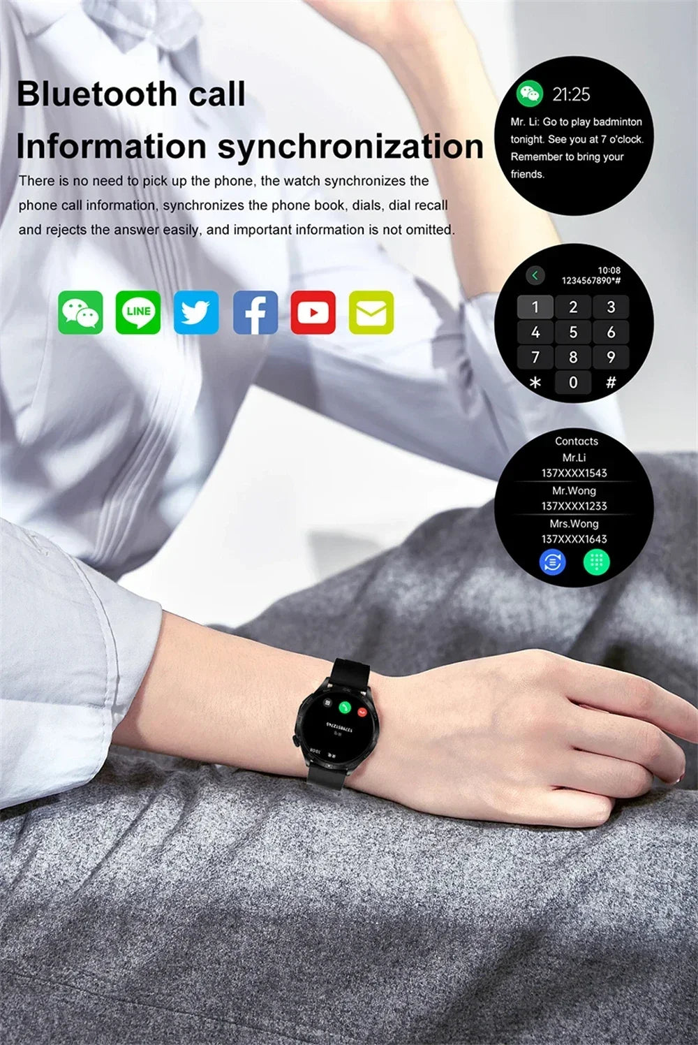 2024 DT5 Mate Sport Watch Smartwatch 1.5" Screen NFC Bluetooth Call Waterproof Wristwatch for Android IOS Men Hombre Women Lady