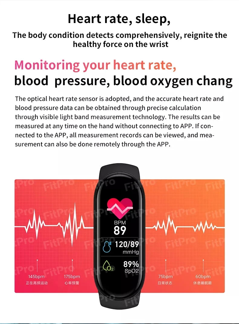 For Xiaomi Smart Watch Men Women Fitness Tracker Heart Rate Blood Pressure Monitor Sport Waterproof Smartwatch For Android IOS