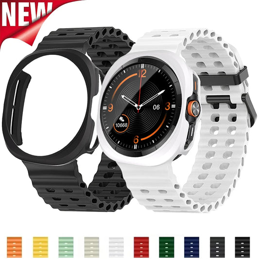 Case+Strap for Samsung Galaxy Watch 7 Ultra 47mm Sport Silicone Band Bracelet PC Case Protective Cover for Galaxy Watch 7 Ultra