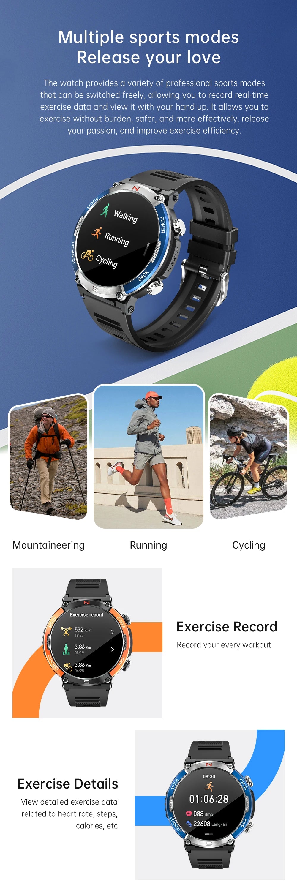 LIGE 2024 Newest Smart Watches Men Sport Digital Smartwatch I68 Waterproof Bluetooth Call Fitness Watch Wristwatches for Mens