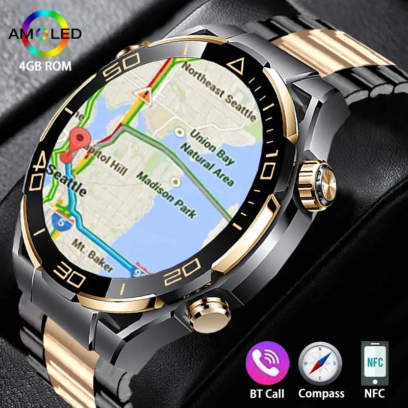 2024 Smart Watch Men 4GB ROM Bluetooth Call NFC IP68 Waterproof GPS Track AI Voice Assistant Women Smart Watch For Huawei Xiaomi