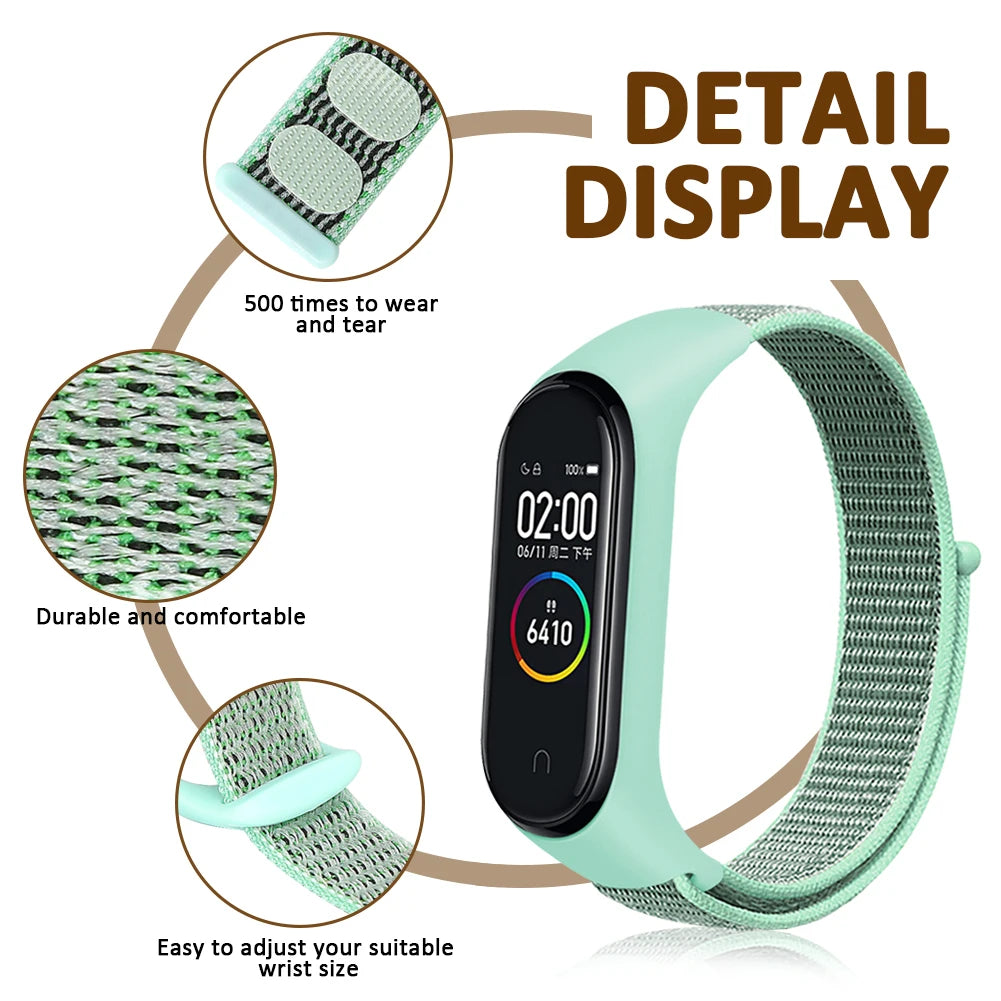 Suitable for Mi Band 3 4 5 Nylon Sports Band Wrist Strap Mi Band 3 4 5 Wrist Strap Suitable for Wrist Strap Wrist Strap