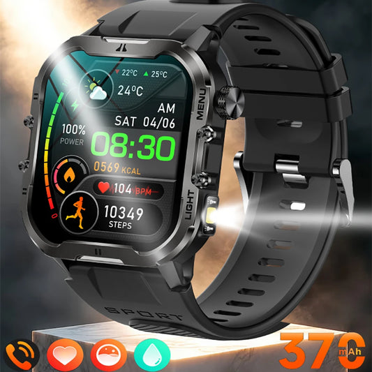 For Huawei Xiaomi Sports Smart Watch Men HD Display Heart Rate Fitness GPSTracker Waterproof LED Flashlight Call Smartwatch 2024