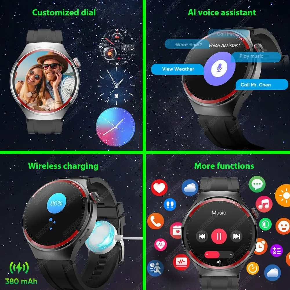 2024 Smart Watch Men   Smartwatch Amoled Blood Pressure Bluetooth Call Sports Fitness Tracker Sleep Passometer for Huawei