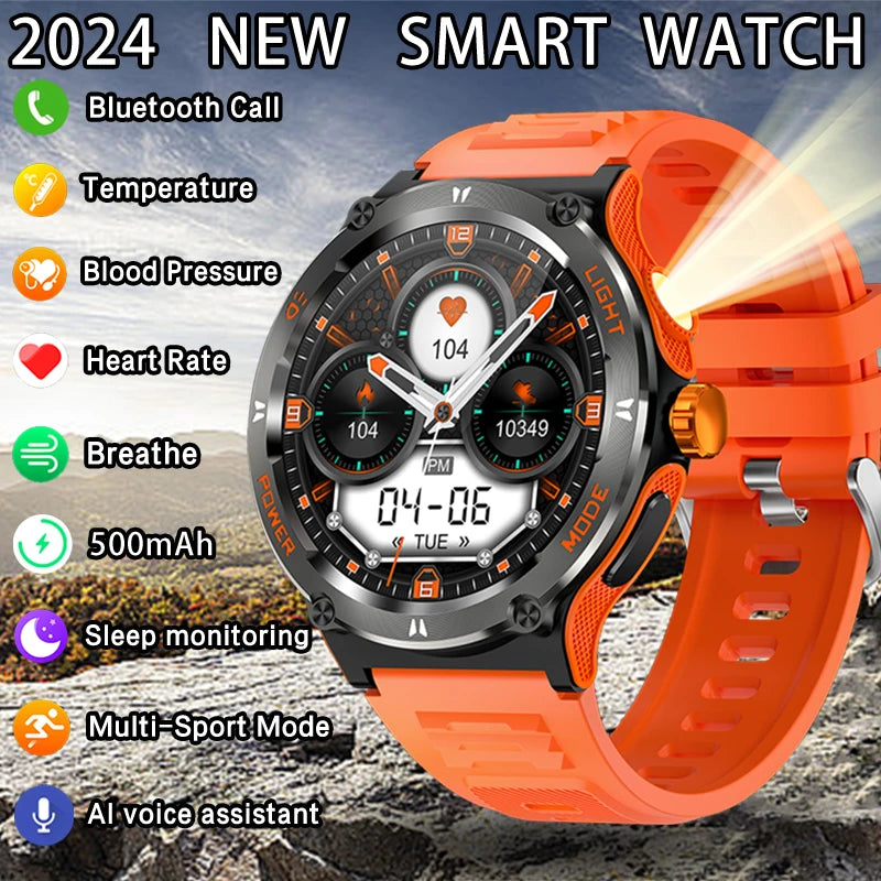 2024 New Rugged Military GPS Track Smart Watch Men Bluetooth Call 500Mah 3ATM Waterproof Outdoor smartwatches For Huawei Xiaomi