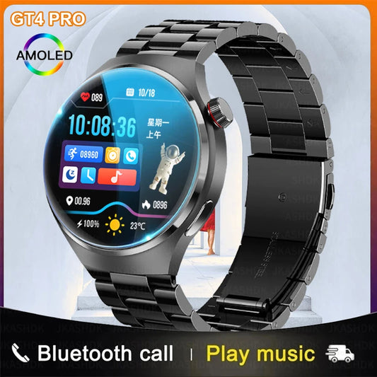 2024 New GT4 Pro Smart Watches Men AMOLED HD Screen Bluetooth Call IP68 Waterproof Watches Blood Oxygen Smartwatches For Xiaomi