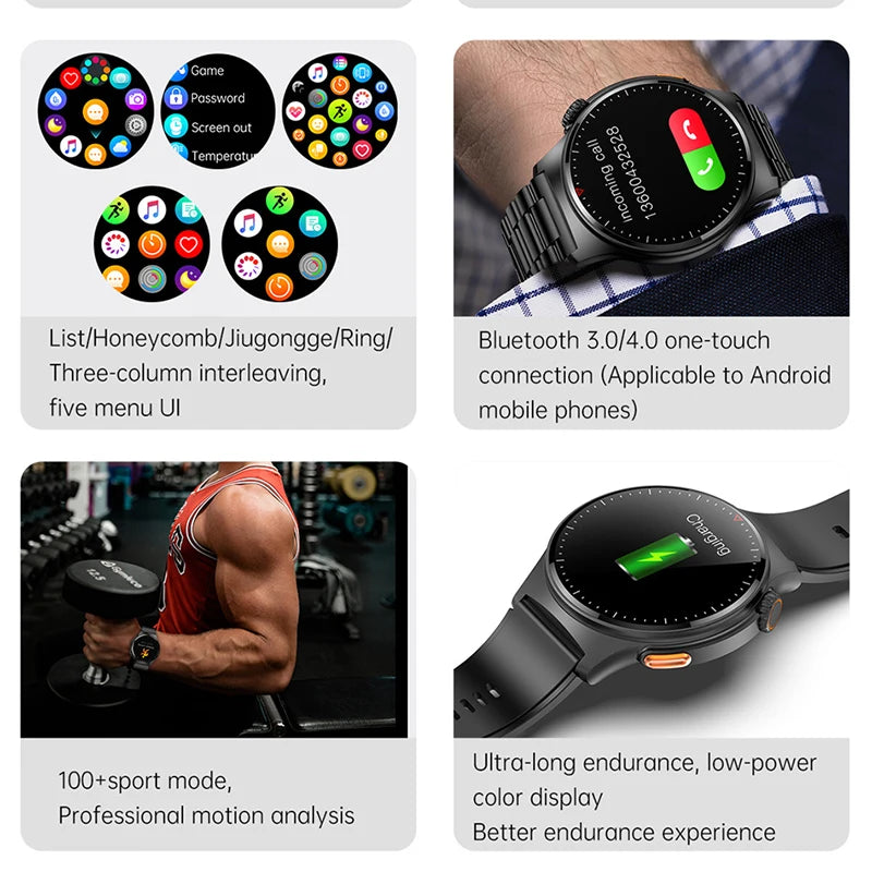 ECG+PPG Monitoring Smartwatch Men NFC GPS Exercise Tracker Waterproof Health Monitoring Bluetooth Call Smart Watch Men 2024 New