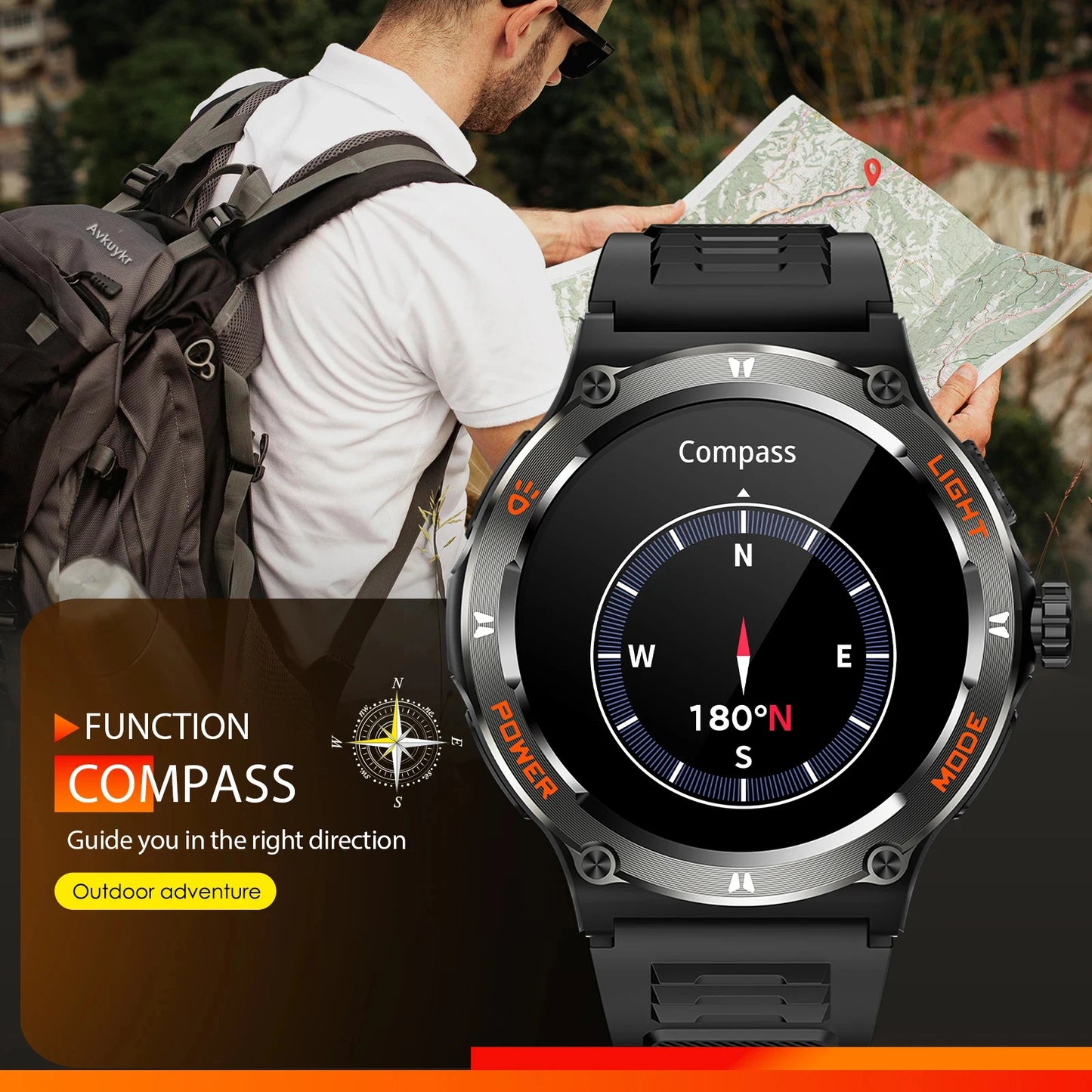 2024 New For Huawei Xiaomi Rugged Military Smartwatch Men Bluetooth Call GPS Track 500Mah 3ATM Waterproof AMOLED Men Smartwatch