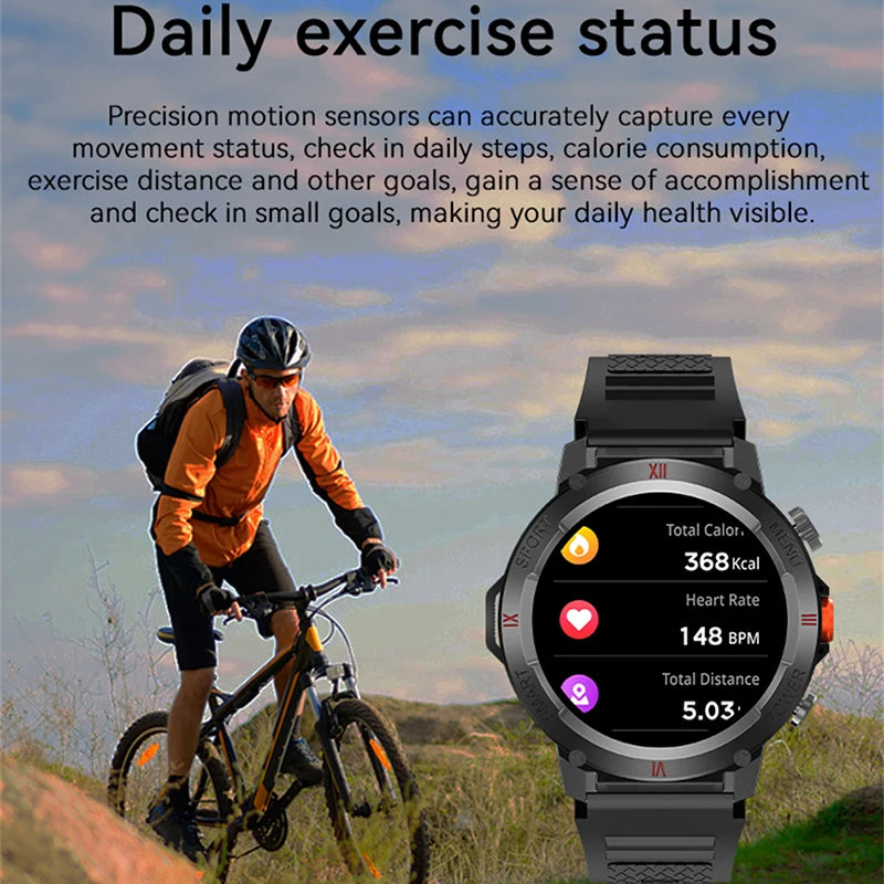 For HUAWEI Xiaomi 1.43" Flashlight Bluetooth Call Smart Watch Men Women GPS Sport Track IP68 Waterproof Smartwatch Man 2024 New