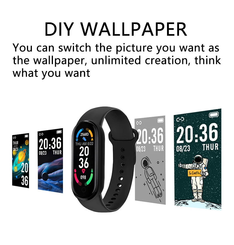 2022 M6 Smart Watch Men Women Heart Rate Monitor Bluetooth Sports Smartwatch Waterproof Watch for Apple Watch Xiaomi