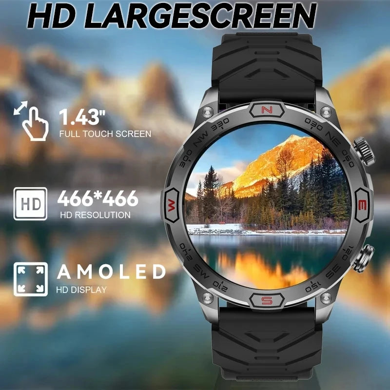 For HUAWEI Xiaomi Outdoor Sport GPS Smart Watch Men 466*466 HD AMOLED Screen Watches Heart Rate Bluetooth Call Smartwatch 2024