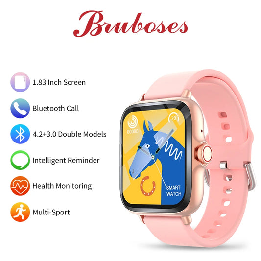 Sport Smartwatch Men and Women Full-screen Touch BRUBOSES Health Monitoring BT Call Waterproof Smart Watch For IOS Android 2024