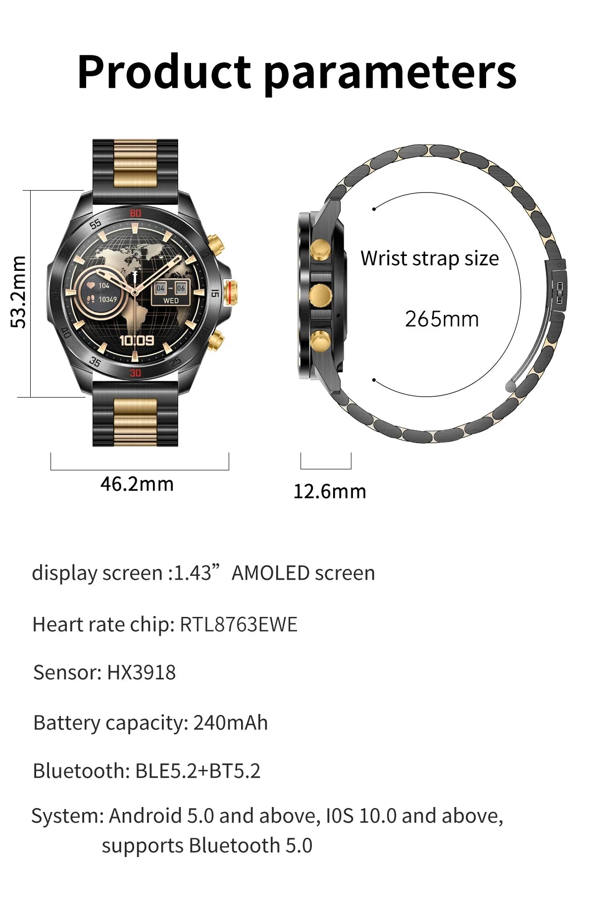 2024 New for Huawei Smart Watch Men AMOLED Screen Heart Rate Bluetooth Call Waterproof Outdoor GPS Smartwatchs for Huawei Xiaomi