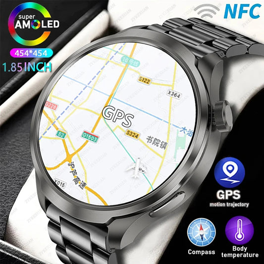 2024 New GPS NFC Smart Watch Men 1.85 inch Ultra HD AMOLED Screen 410 Mah Battery Bluetooth Call SmartWatch For HUAWEI Xiaomi