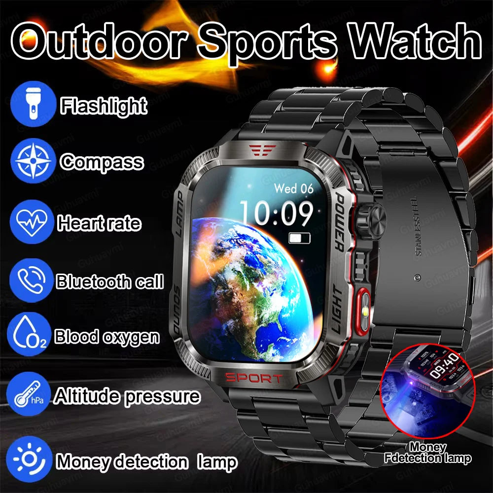 2024 New For Xiaomi Outdoor Military Smartwatch Men GPS Track Bluetooth Call 600Mah Battery Compass LED Lighting Men Smartwatch