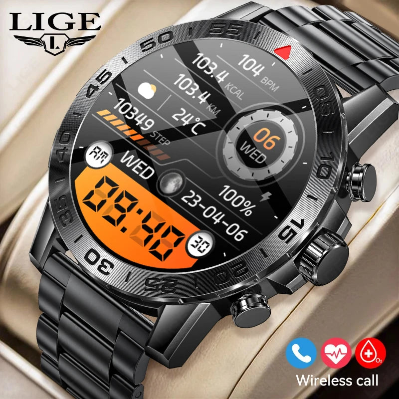 LIGE New Original Smart Watches Men Bluetooth Call Sports Fitness Woman Watch Blood Oxygen Waterproof Smartwatch For Men 2024